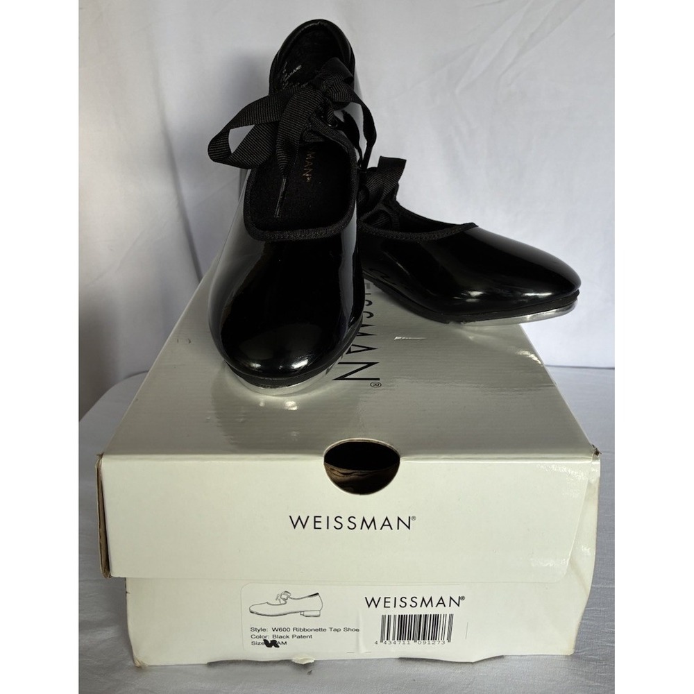 Weissman Black Unisex Tap Dance Shoes w/ Toe & Heel Tap Plates W600 Sz.4 A M